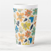 Abstract Hand-Drawn Boho Floral Pattern Latte Mok (Voorkant)