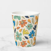 Abstract Hand-Drawn Boho Floral Pattern Papieren Bekers (Voorkant)