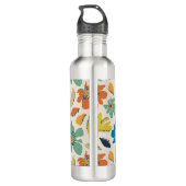 Abstract Hand-Drawn Boho Floral Pattern Waterfles (Achterkant)