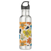 Abstract Hand-Drawn Boho Floral Pattern Waterfles (Voorkant)