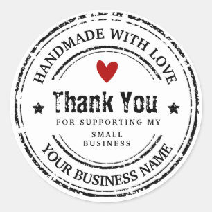 Abstract handgemaakt van liefde dank u klassieke ronde sticker