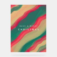 Abstract handgeschilderd patroon plat kerstkaart