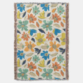 Abstract handgetekend boho bloemmotief deken (Voorkant Verticaal)