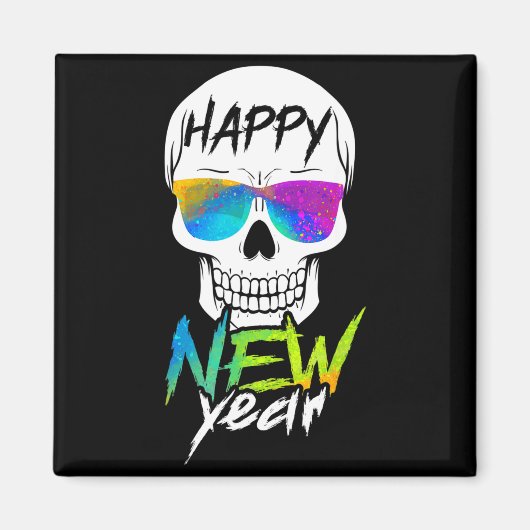 Abstract Happy New Skull Year Magneet (Voorkant)