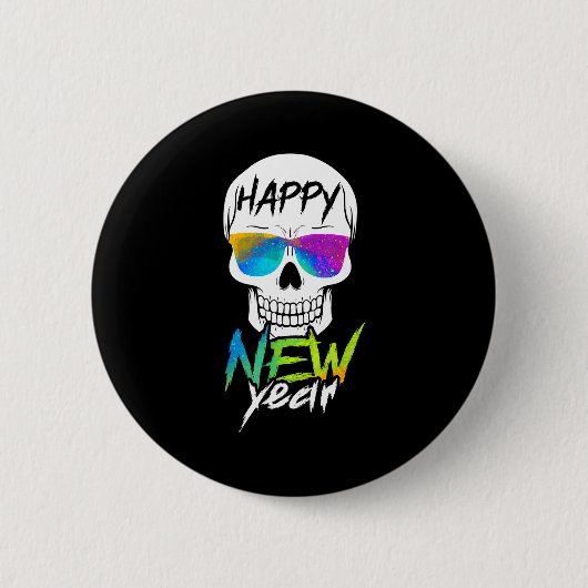 Abstract Happy New Skull Year Ronde Button 5,7 Cm (Voorkant)