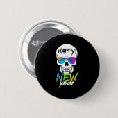 Abstract Happy New Skull Year Ronde Button 5,7 Cm (Voorkant /achterkant)