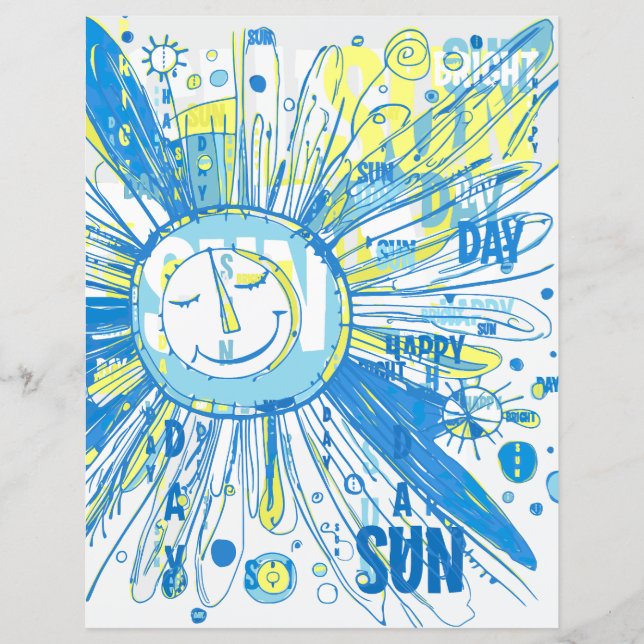 Abstract Happy Whimsical Sun Words Scrapbook Papie (Voorkant)