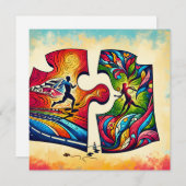 Abstract hardlooppaar kussen Valentijns's Gift Ru Feestdagenkaart (Voorkant / Achterkant)