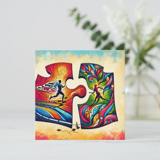 Abstract hardlooppaar kussen Valentijns's Gift Ru Feestdagenkaart (Staand voorkant)