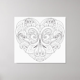 Abstract hart Doodle 6 Canvas Afdruk