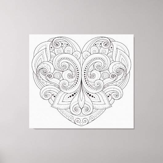 Abstract hart Doodle 6 Canvas Afdruk (Voorkant)