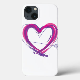 Abstract hart in paars en roze iPhone 13 hoesje