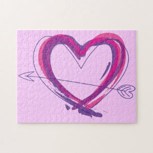 Abstract hart in paars en roze legpuzzel