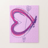 Abstract hart in paars en roze legpuzzel (Verticaal)