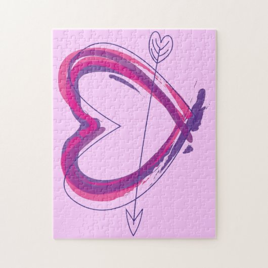 Abstract hart in paars en roze legpuzzel (Verticaal)