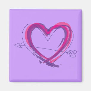 Abstract hart in paars en roze magneet