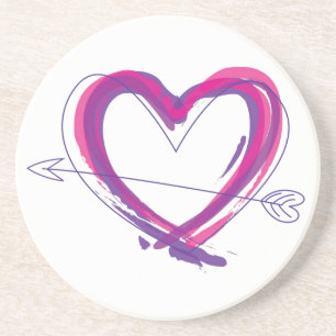 Abstract hart in paars en roze zandsteen onderzetter