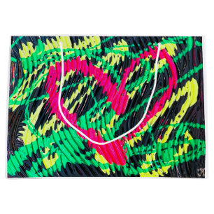 Abstract Hart Neon Schilderij Print Gift Bag Groot Cadeauzakje
