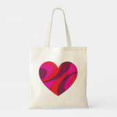 Abstract Hart Vet Rood En Roze Wervelpatroon Tote Bag (Achterkant)