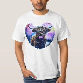 Abstract hartvormig hoogland Koe schilderij T-shirt