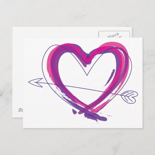 Abstract heart in purple and pink briefkaart (Voorkant / Achterkant)