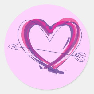Abstract heart in purple and pink ronde sticker