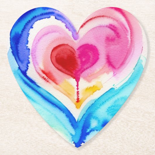 Abstract Heart Layer Onderzetter, expressieve kuns Kartonnen Onderzetters (Voorkant)