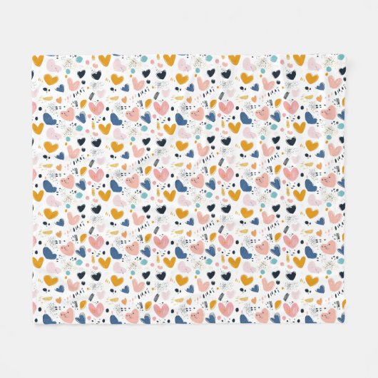 Abstract Hearts: Cozy Valentines  Fleece Deken (Voorkant (Horizontaal))