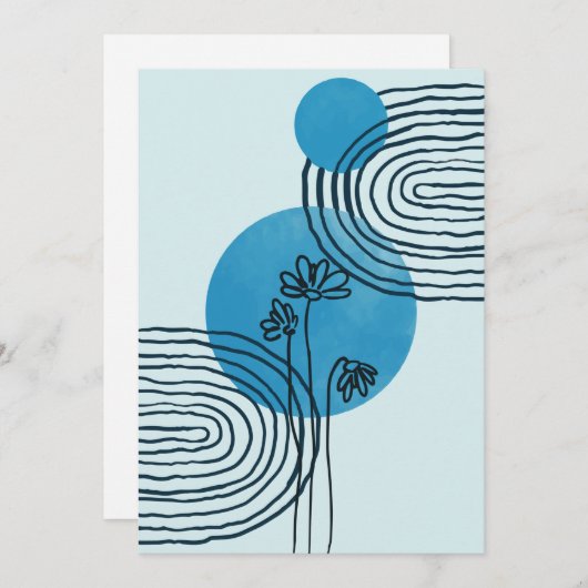 Abstract hedendaags tropisch blad 3/3 feestdagenkaart (Voorkant / Achterkant)