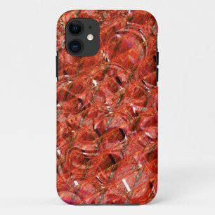 Abstract, helder rood met vlekken en kruipende sti iPhone 11 hoesje
