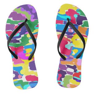 Abstract, helder, veelkleurig teenslippers