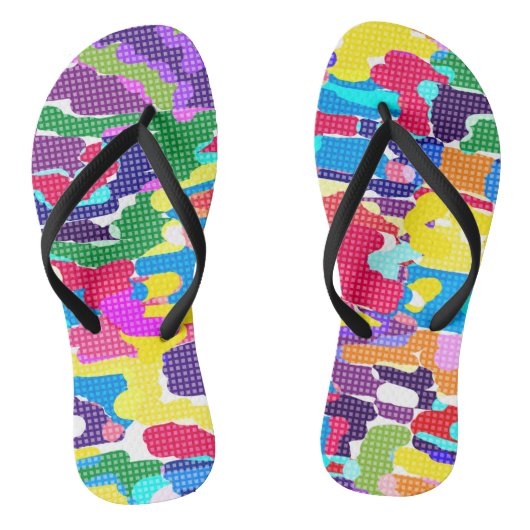 Abstract, helder, veelkleurig teenslippers (Voetbed)