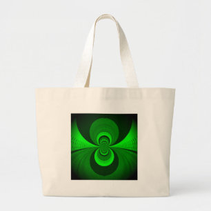 Abstract heldergroen groovy caleidoscoop patroon grote tote bag