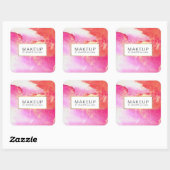 Abstract helroze aquarel nepgoudstof vierkante sticker (Vel)