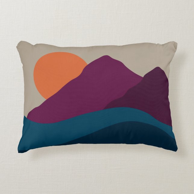 Abstract Herfst Autumn Mountain Landscape Sunset Accent Kussen (Voorkant)