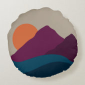 Abstract Herfst Autumn Mountain Landscape Sunset Rond Kussen (Achterkant)
