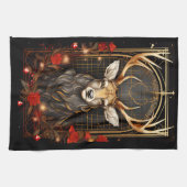 Abstract hertenhert hert moderne gewei bloemkrans theedoek (Horizontaal)