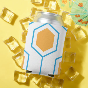 Abstract hexagon geometrisch patroon in oranje blu blikjeskoeler