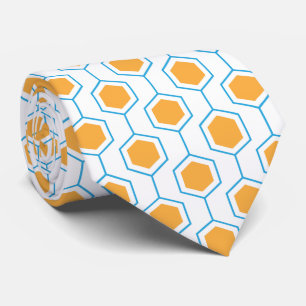 Abstract hexagon geometrisch patroon in oranje blu stropdas