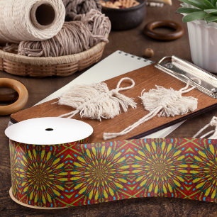 Abstract Hippie Rood & Geel Bloemmotief Etnische S Lint