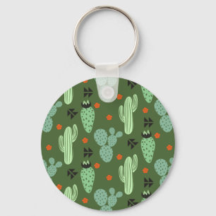 Abstract Hipster Cactus Desert Patroon Sleutelhanger