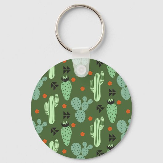 Abstract Hipster Cactus Desert Patroon Sleutelhanger (Voorkant)