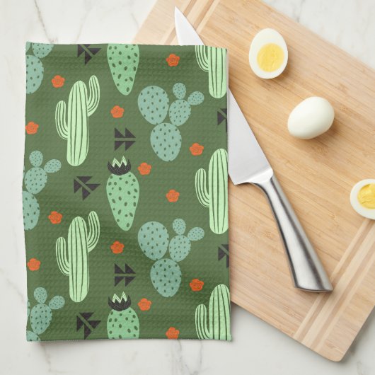 Abstract Hipster Cactus Desert Patroon Theedoek (Quarter Fold)