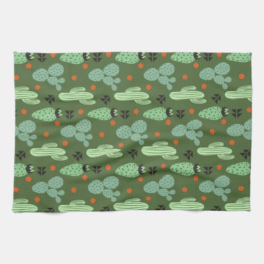 Abstract Hipster Cactus Desert Patroon Theedoek (Horizontaal)