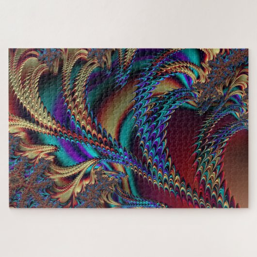 Abstract Holografisch Fractal Alien Landschap Legpuzzel (Horizontaal)