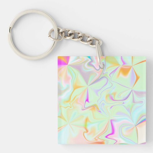 Abstract hologram Faux kleurrijk patroon Sleutelhanger (voorkant)