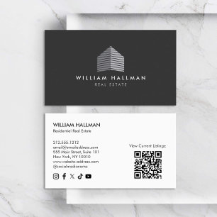 Abstract Home Logo Grijs/Donkergrijs QR code Visitekaartje