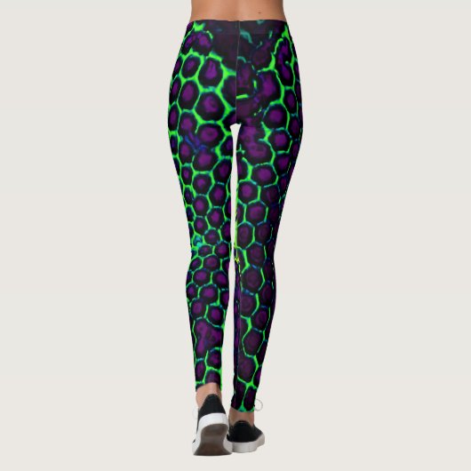Abstract Honeycomb Design green en paars Leggings (Achterkant)