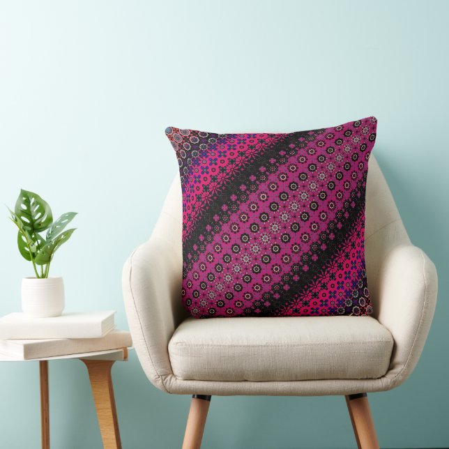 Abstract Hot Pink Pattern Sierkussen (Stoel)