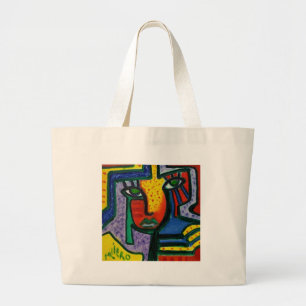 Abstract houten schilderij grote tote bag